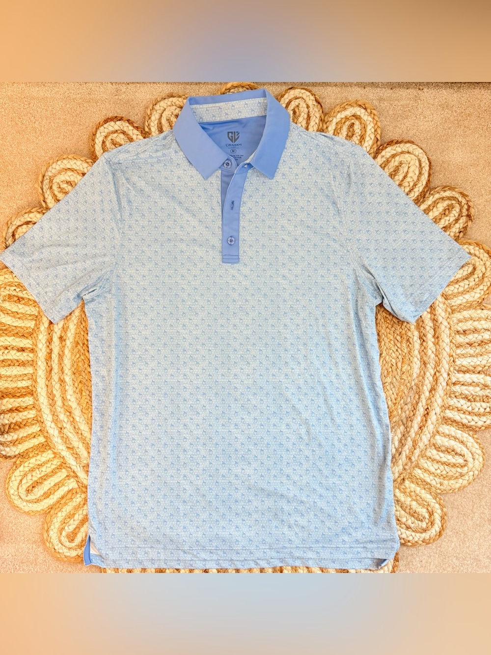 🌾 Graham Luxe Men’s Light Blue Golf Polo - Performance‎ Shirt